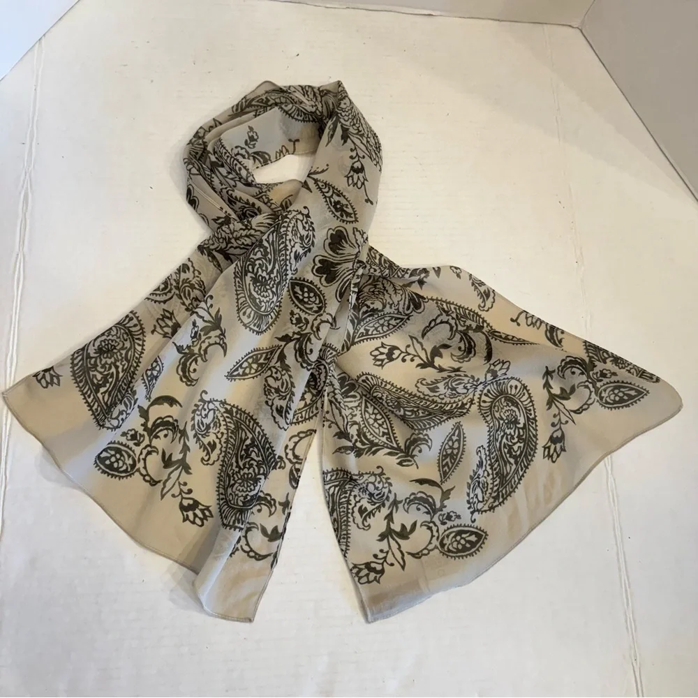 Jones New York 100% Silk Scarf Paisley 14” x 43